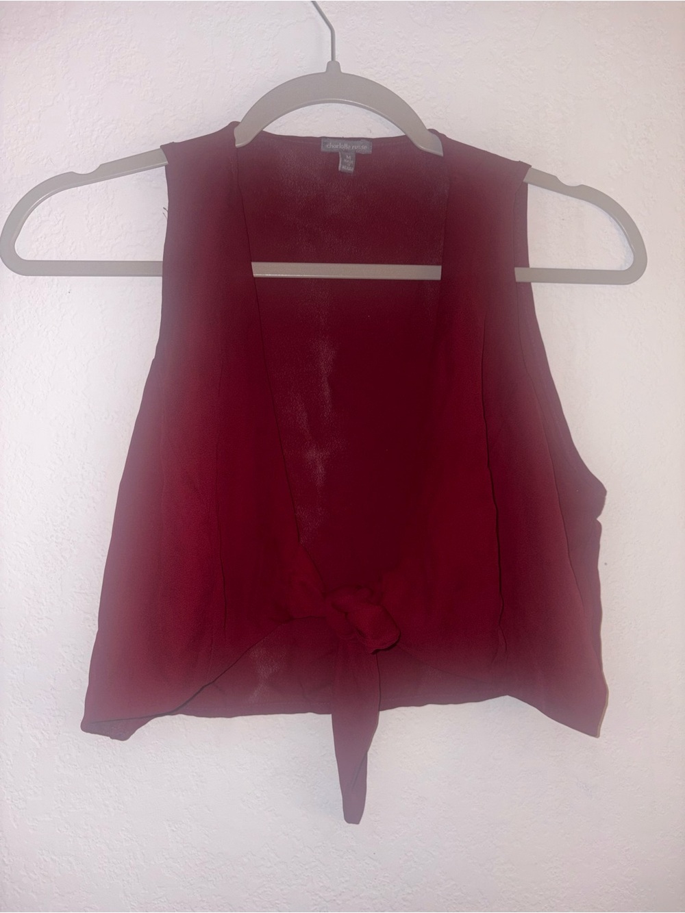 Charlotte Russe Wine Red Tie-Front Sleeveless Camisole